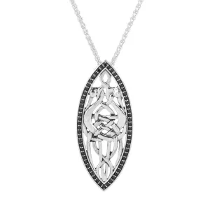 Silver Heron Pendant - Black Cubic Zirconia