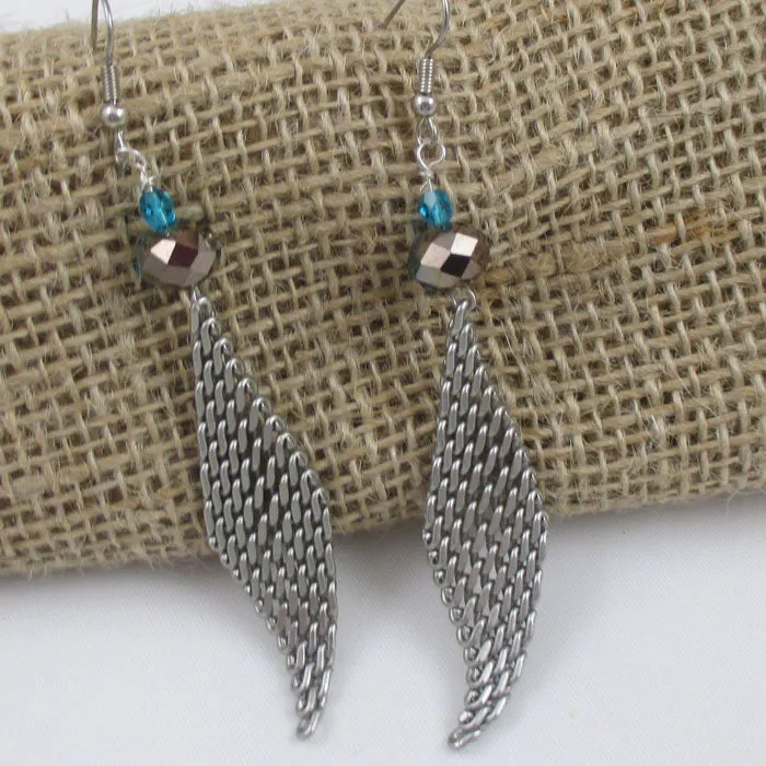 Silver Mesh Drop Earrings