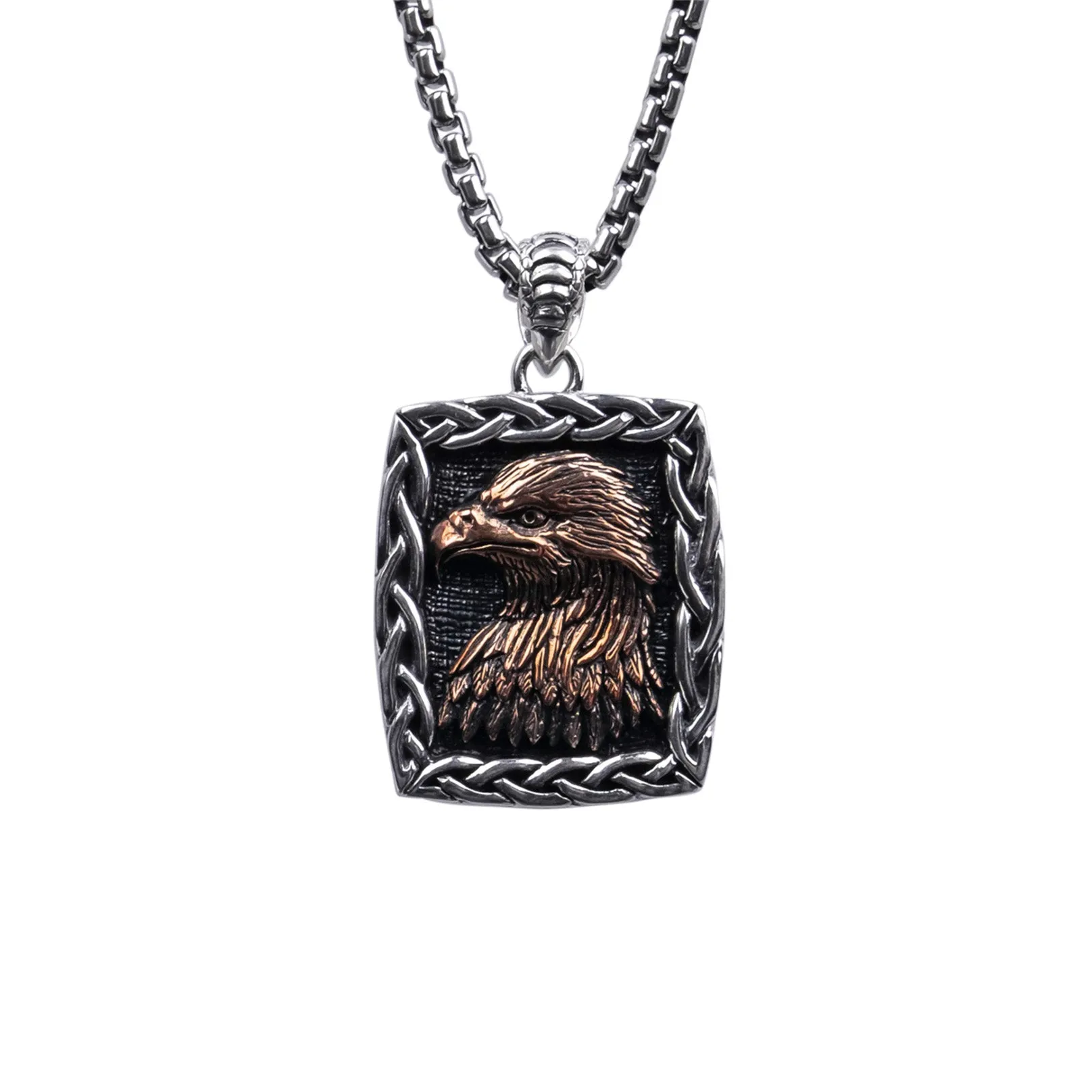 Silver or Silver and Bronze Eagle Pendant Medium