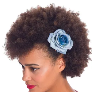 Single Blue Rose Hair Clip Corsage Brooch