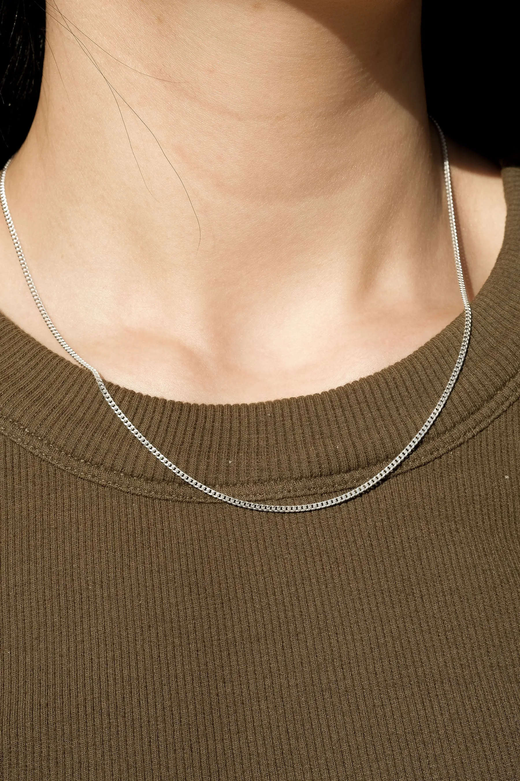 Slightly Chunky Cuban Chain Necklace - Sterling Silver