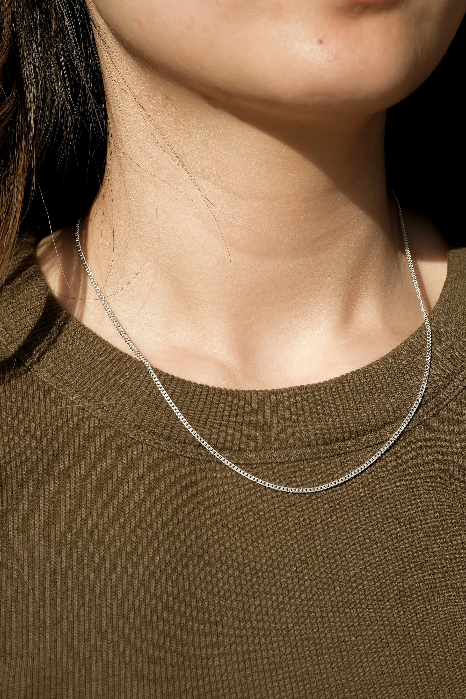 Slightly Chunky Cuban Chain Necklace - Sterling Silver