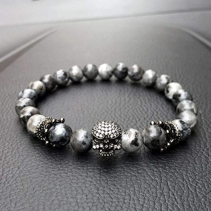 Spartan Skull Agate Eye Men's Bracelet