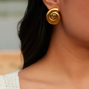 Spiral Texture Gold Stud Earrings JLT12785