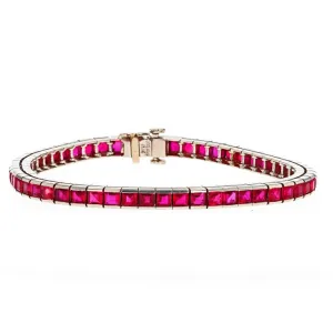 Square Cut Ruby Line Bracelet