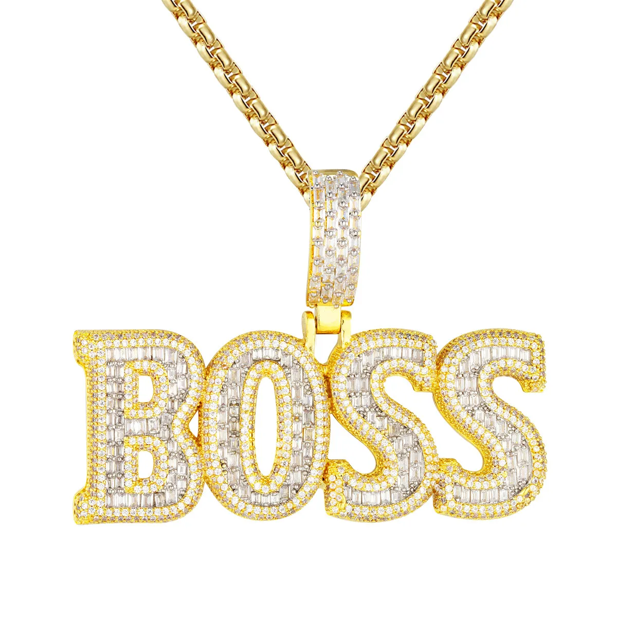 Sterling Silver Boss Baguette Icy Custom Mens Hip Hop Pendant