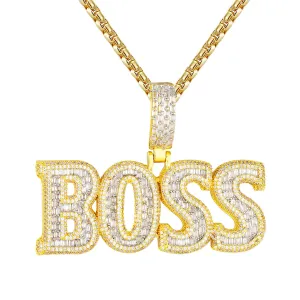 Sterling Silver Boss Baguette Icy Custom Mens Hip Hop Pendant