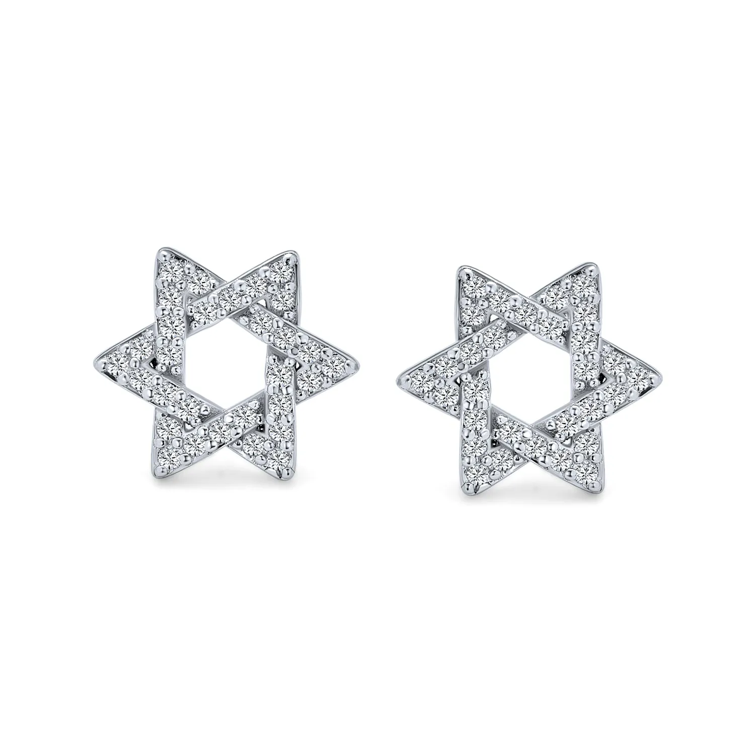 Sterling Silver CZ Star Of David Stud Earrings for Bat Mitzvah Judaic Gift