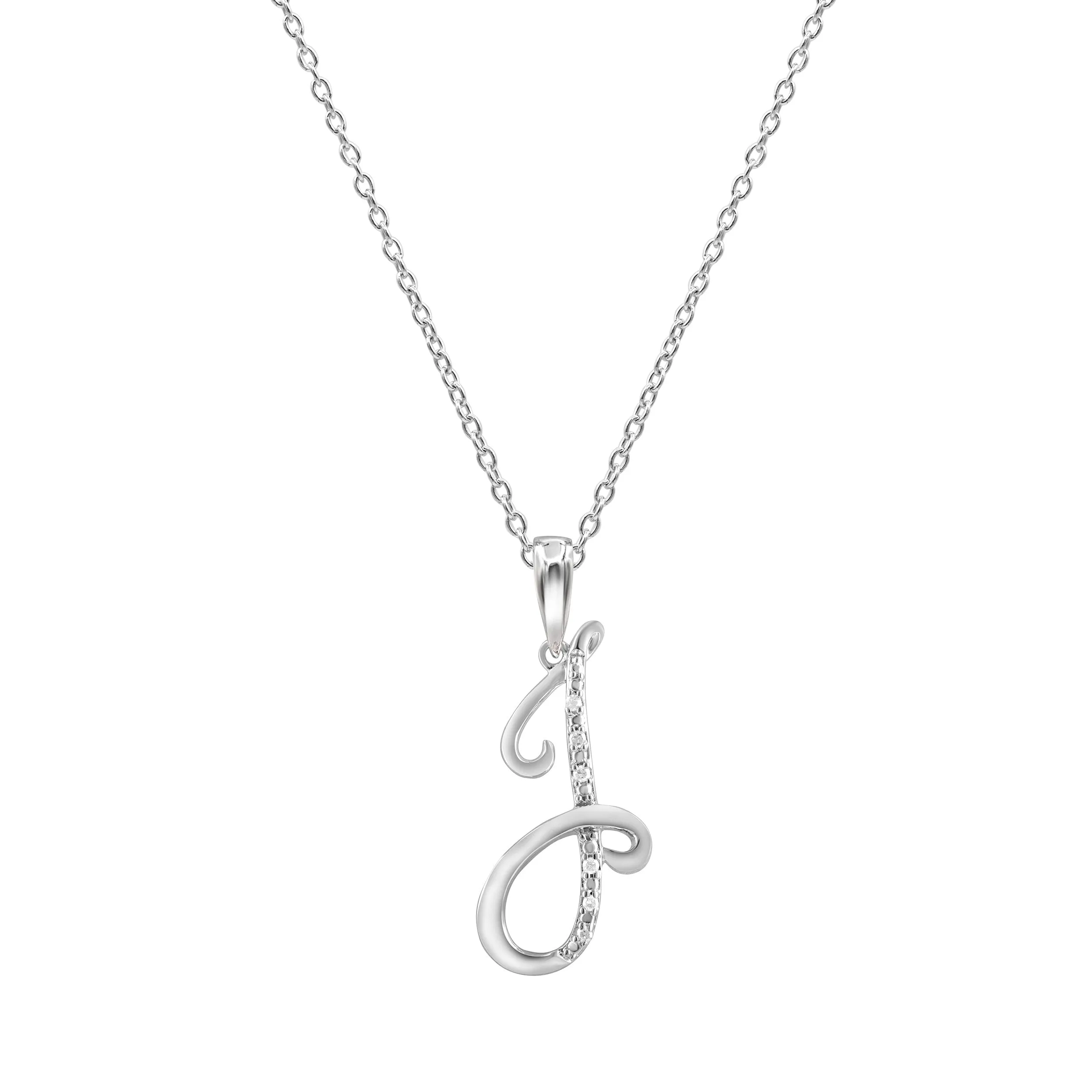 Sterling Silver Diamond Initial Necklace - Most Initials Available