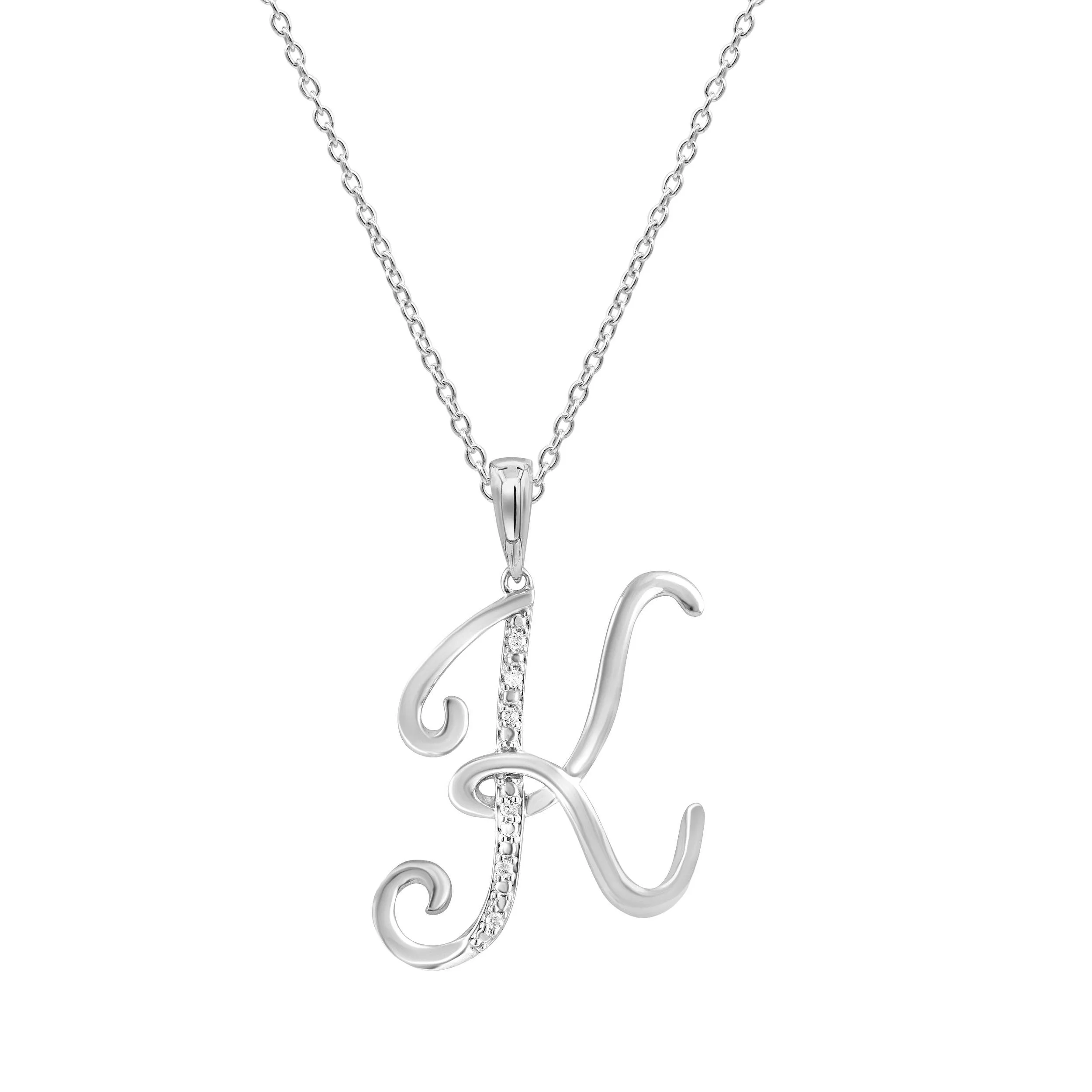 Sterling Silver Diamond Initial Necklace - Most Initials Available