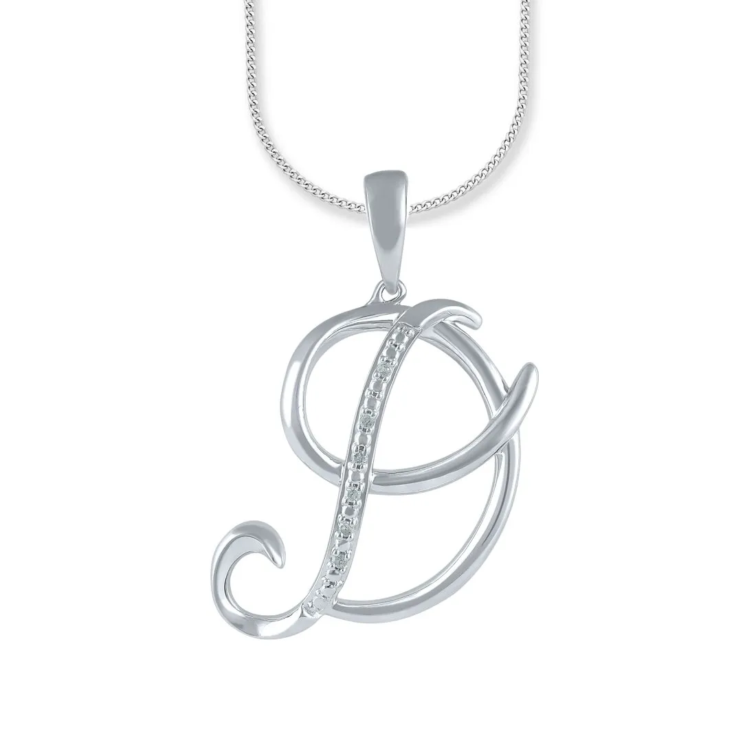 Sterling Silver Diamond Initial Necklace - Most Initials Available