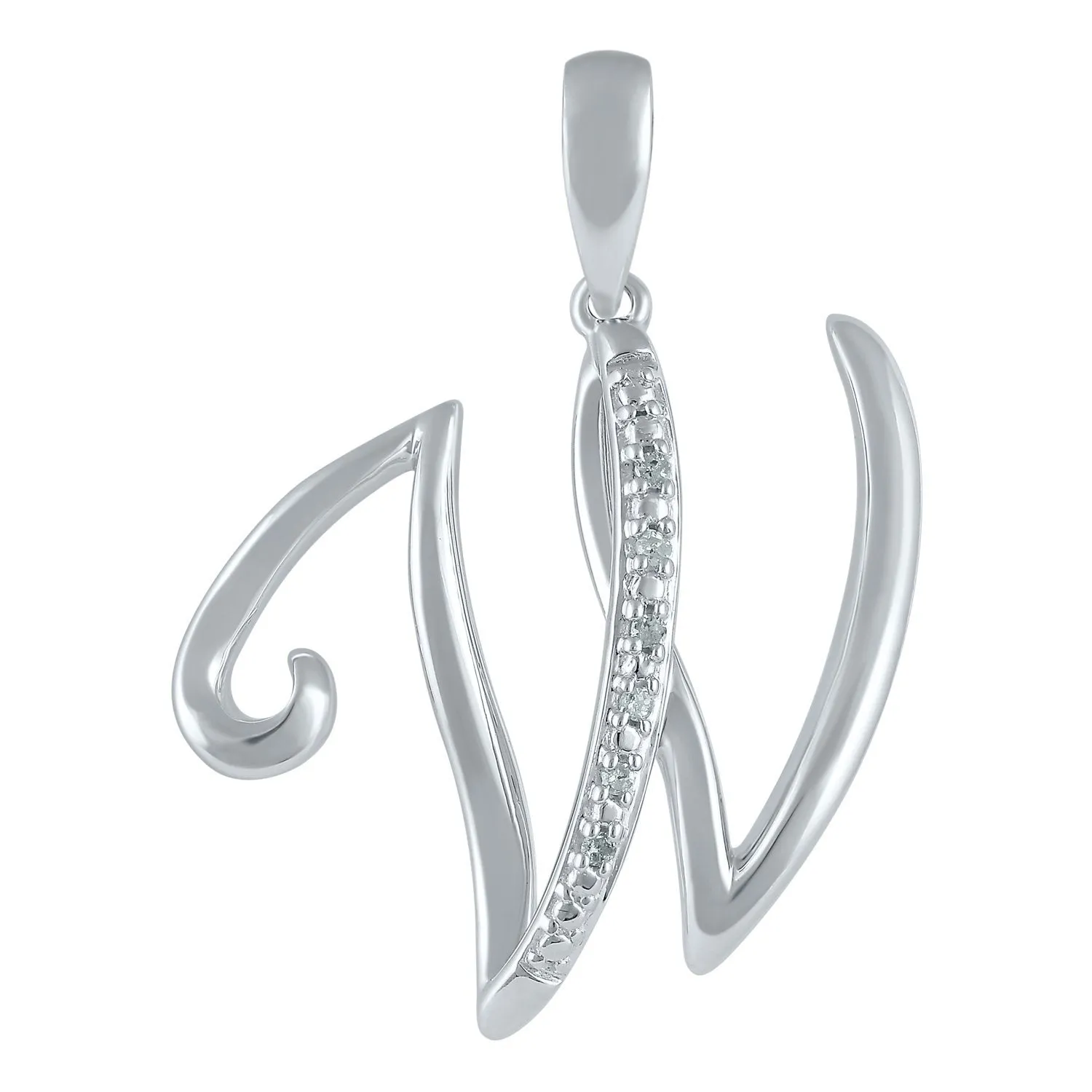 Sterling Silver Diamond Initial Necklace - Most Initials Available