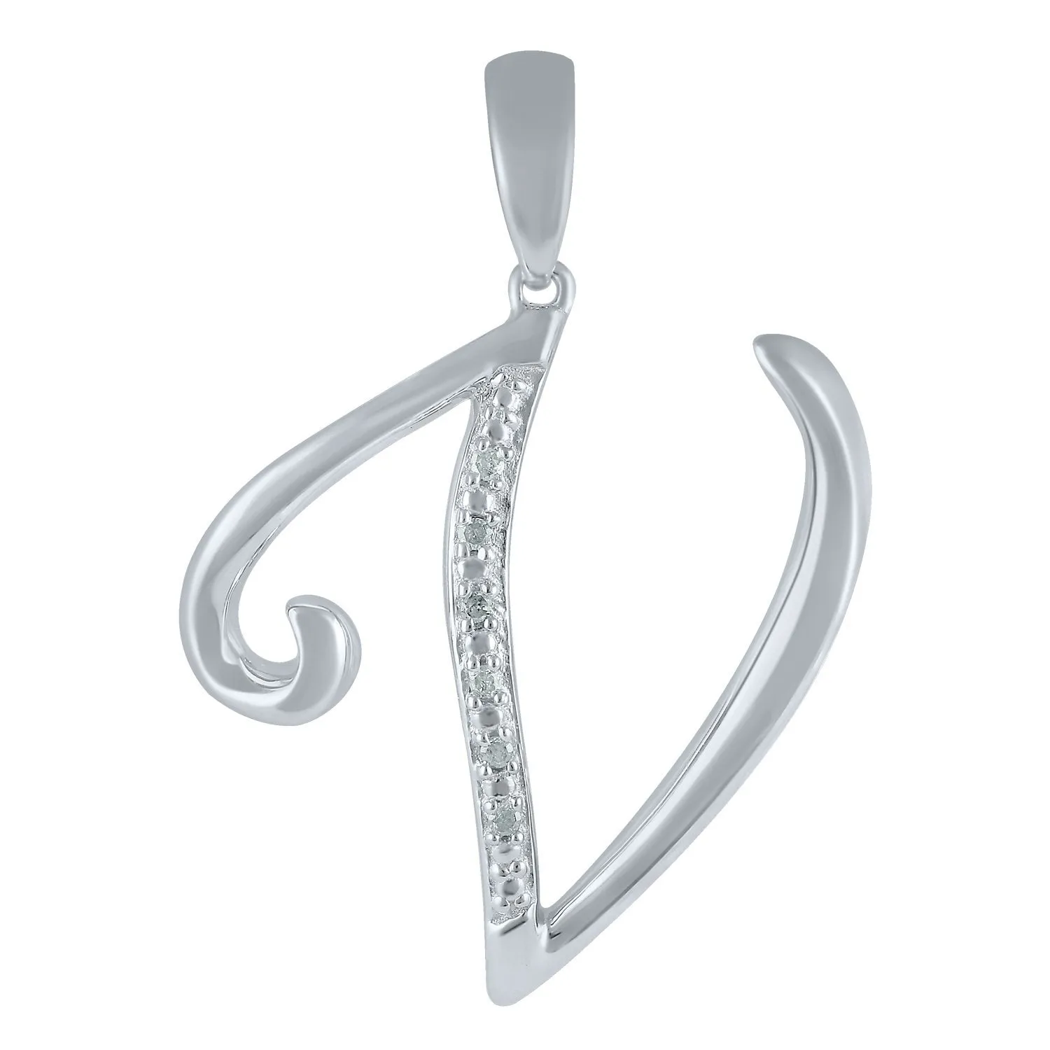 Sterling Silver Diamond Initial Necklace - Most Initials Available