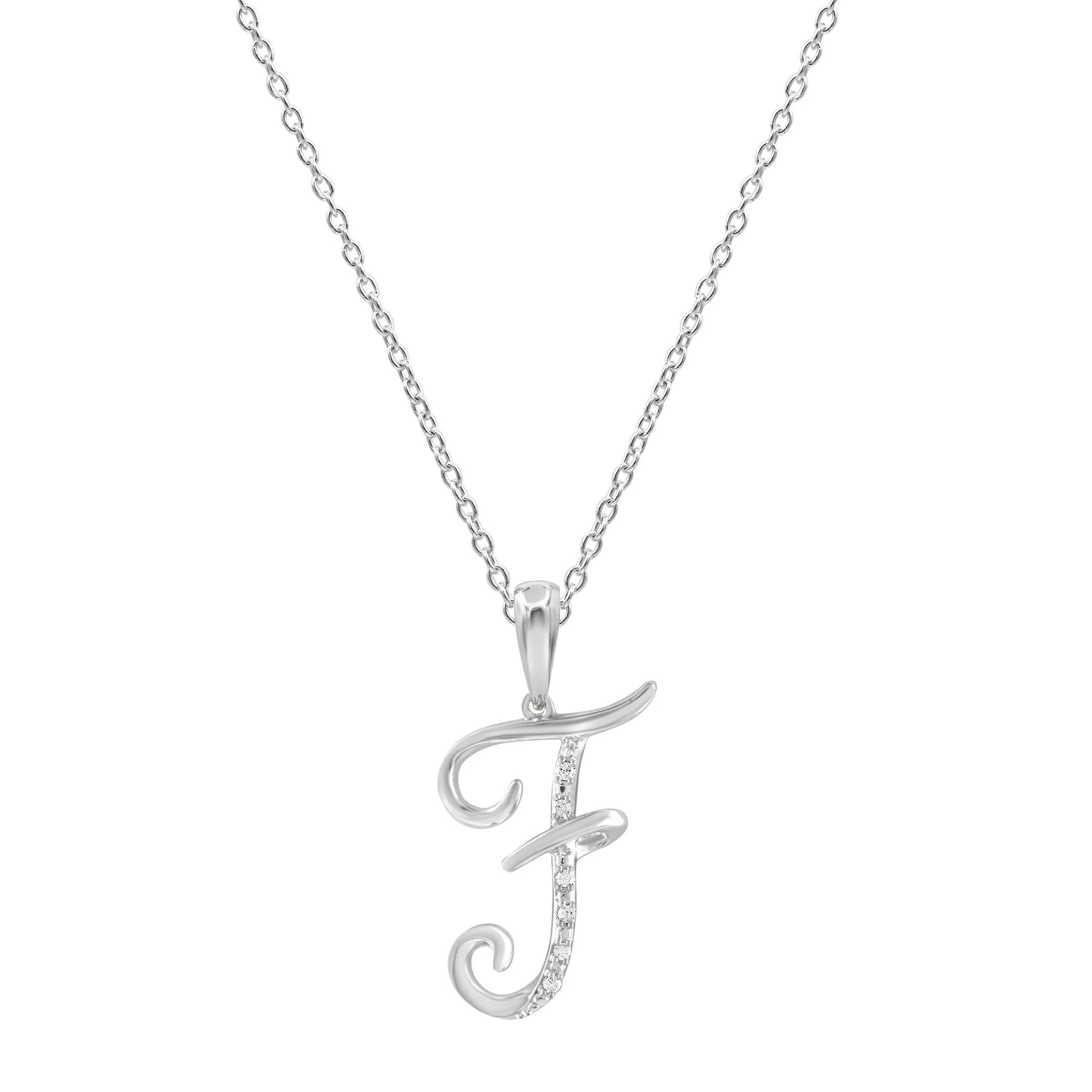 Sterling Silver Diamond Initial Necklace - Most Initials Available