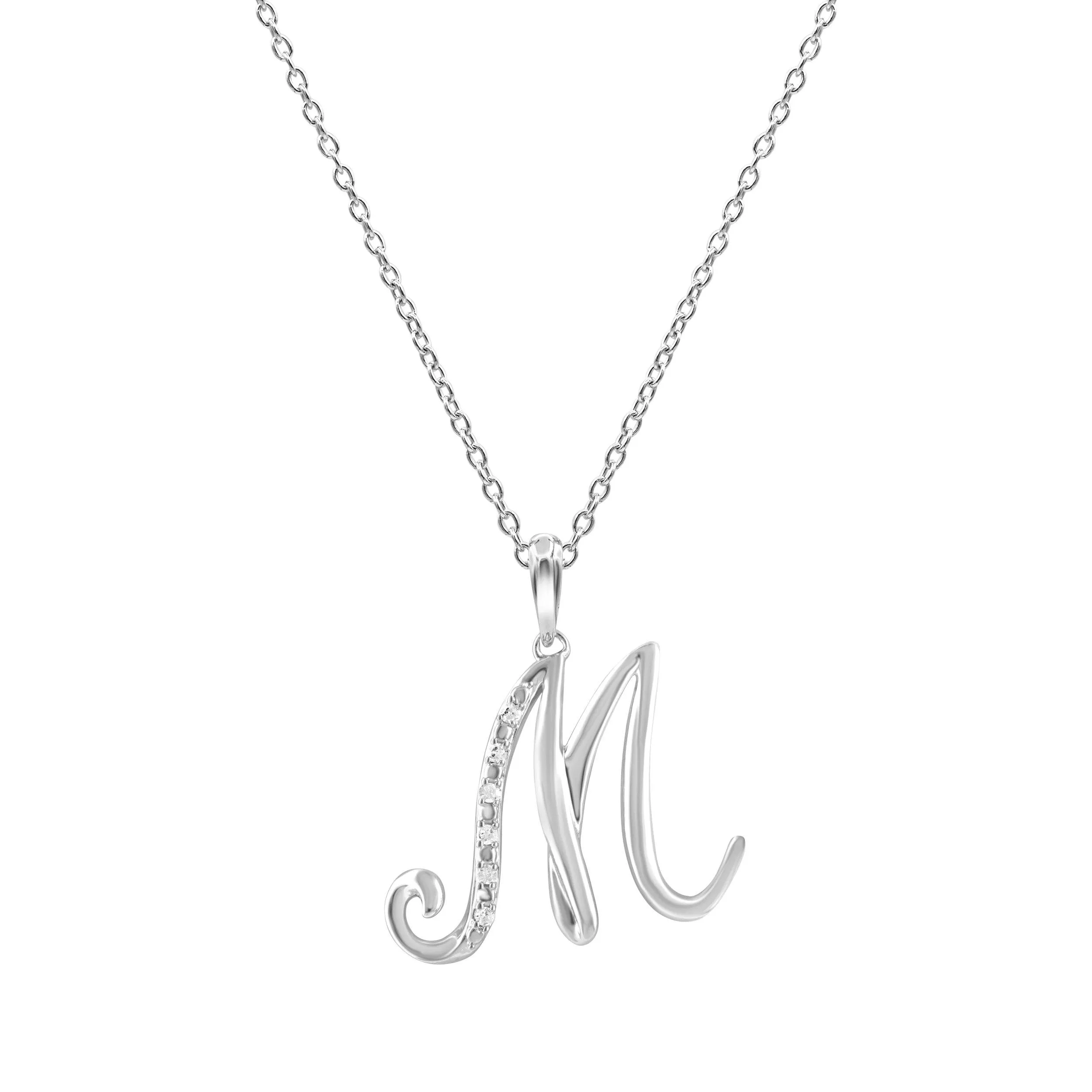 Sterling Silver Diamond Initial Necklace - Most Initials Available