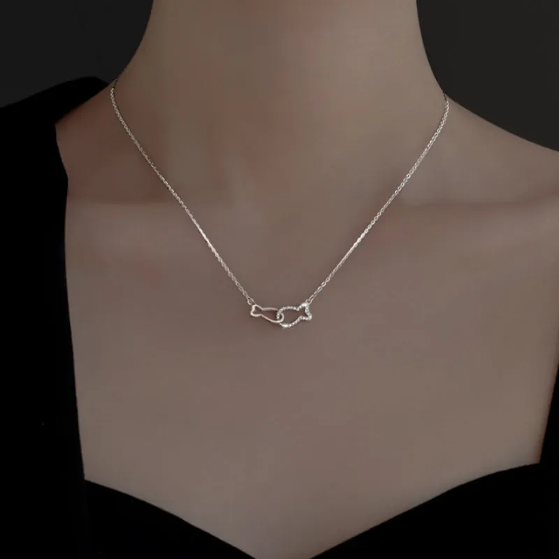 Sterling Silver Diamond Pisces Necklaces