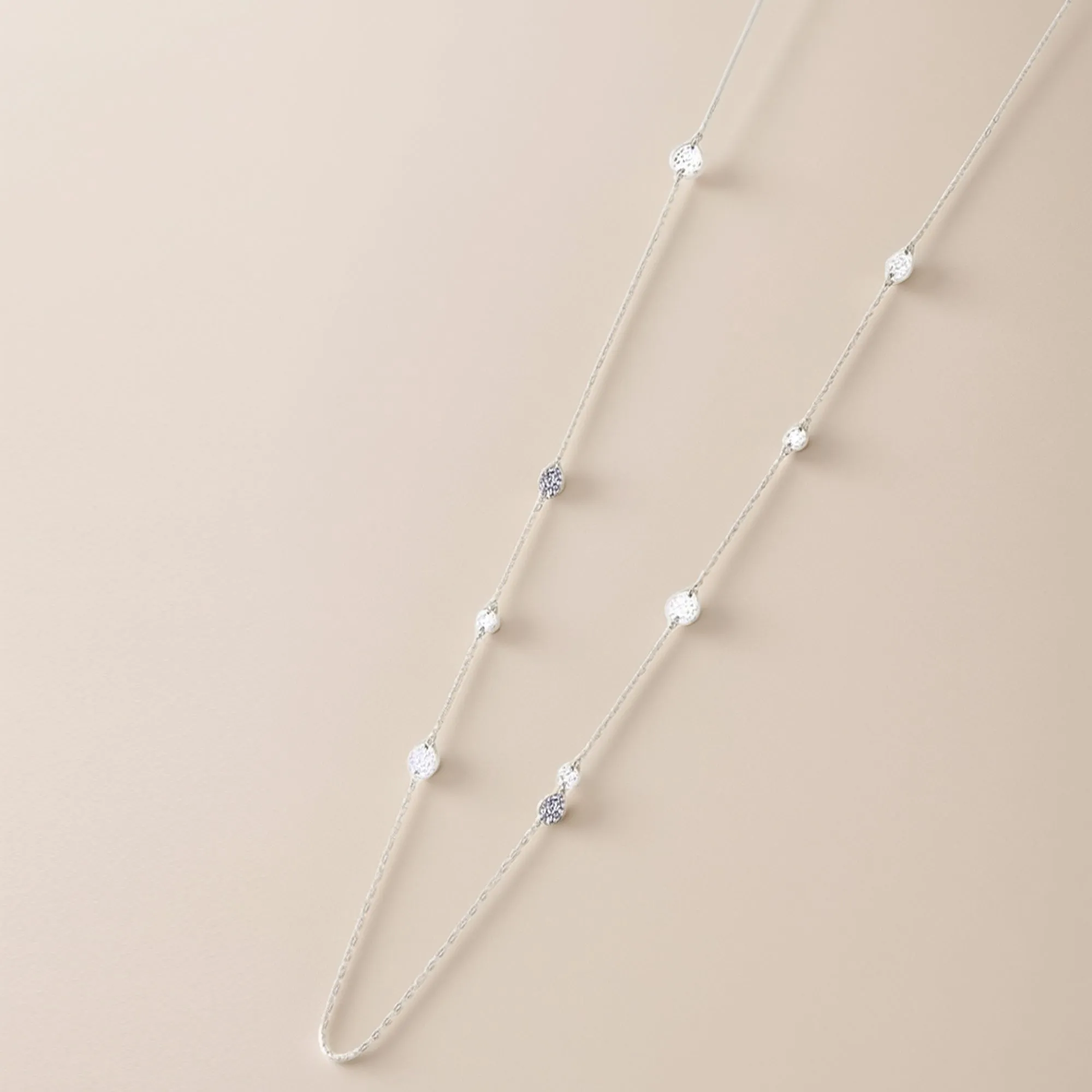 Sterling Silver-Plated Stationed Long Necklace