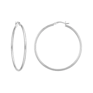 Sterling Silver Round Tube Hoop Earrings