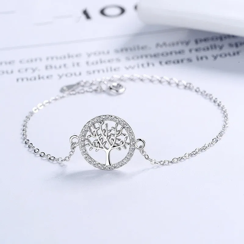 Sterling Silver Tree Of Life Bracelet Women's Niche Design