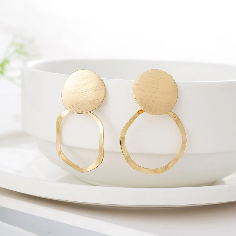 Summer Style Golden Black Circle Drop Earrings Star Hollow Water Drop Earing