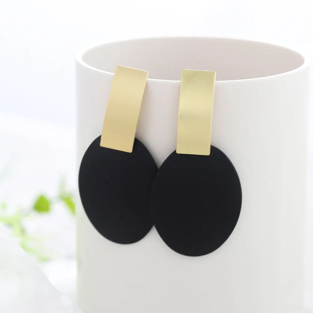 Summer Style Golden Black Circle Drop Earrings Star Hollow Water Drop Earing