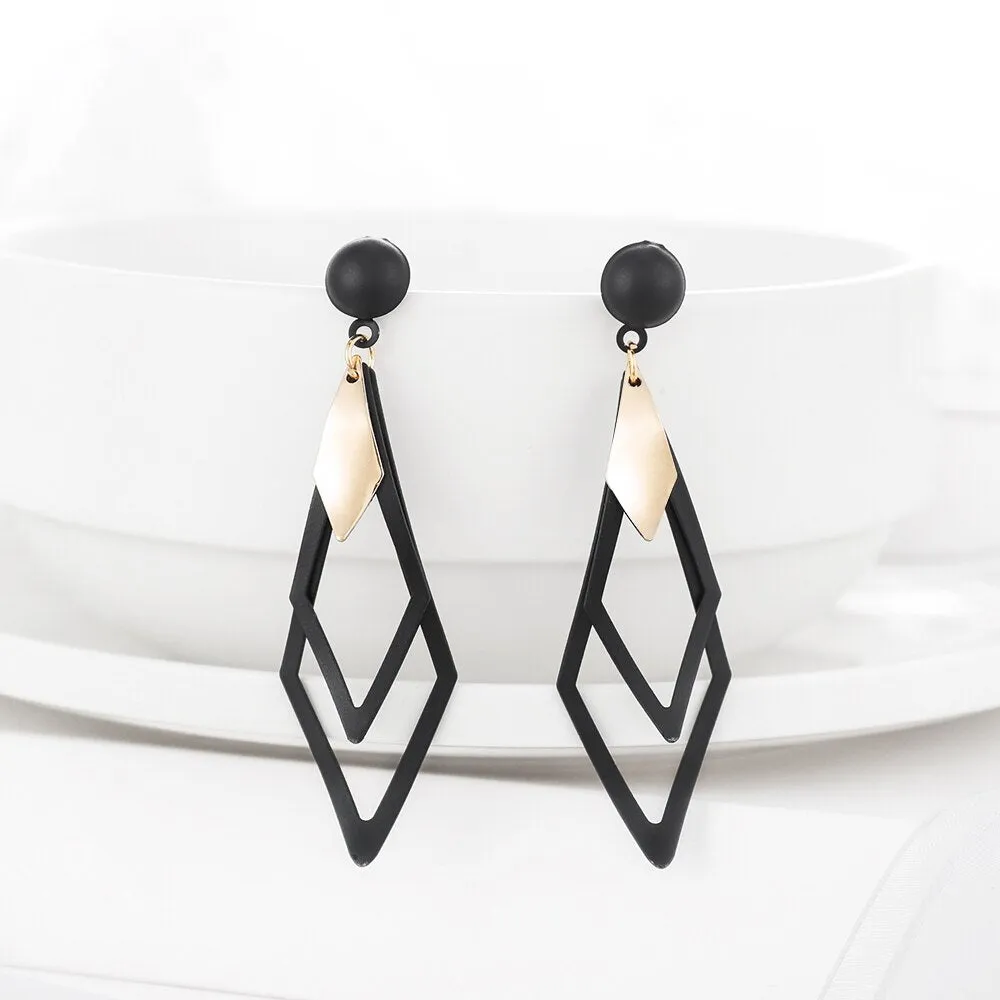 Summer Style Golden Black Circle Drop Earrings Star Hollow Water Drop Earing