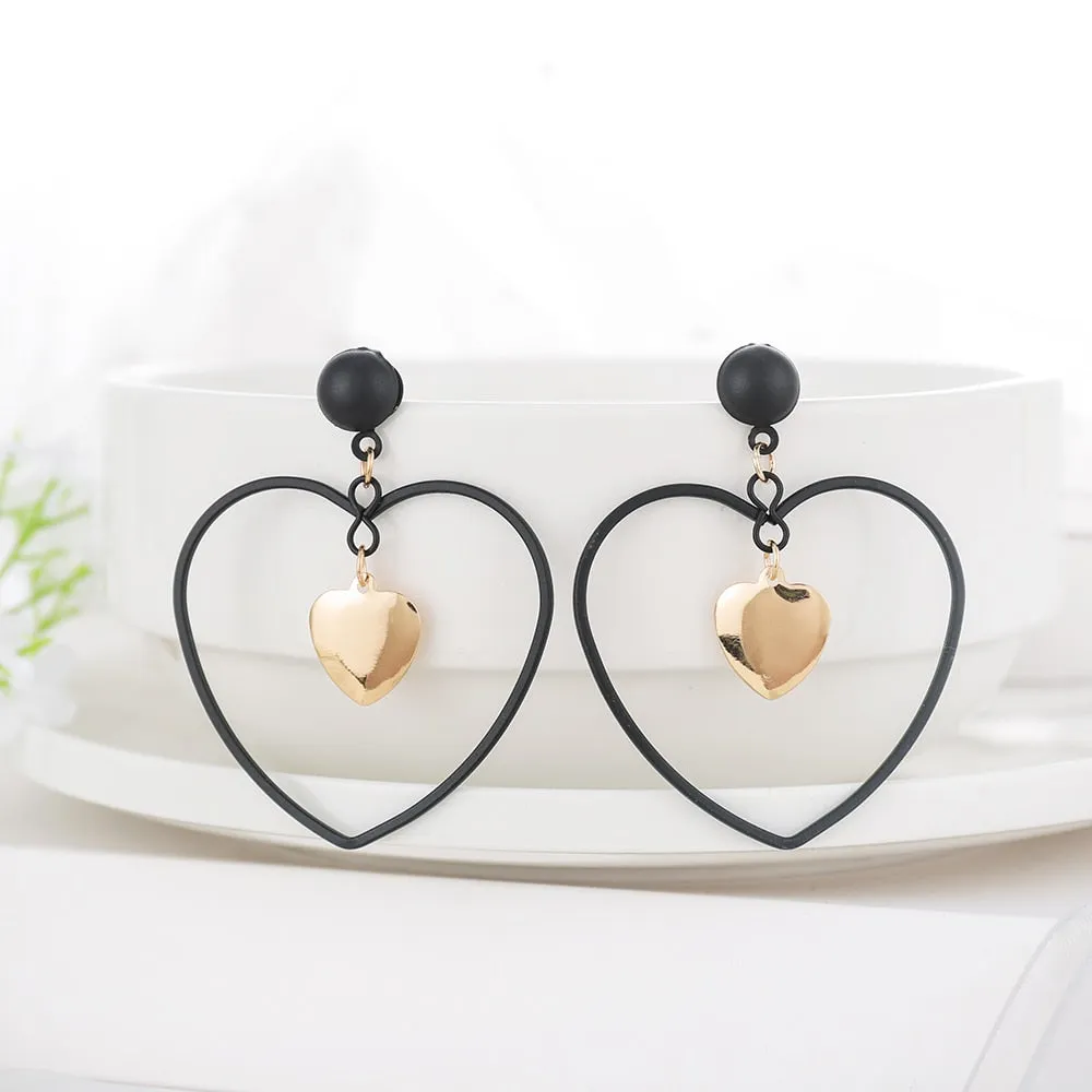 Summer Style Golden Black Circle Drop Earrings Star Hollow Water Drop Earing