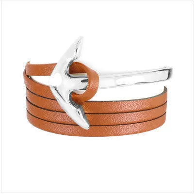 Tom hope New Arrival Fashion Jewelry PU Leather Bracelet Men Half Bend Anchor Bracelet