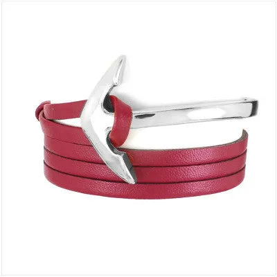 Tom hope New Arrival Fashion Jewelry PU Leather Bracelet Men Half Bend Anchor Bracelet