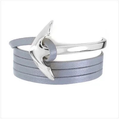 Tom hope New Arrival Fashion Jewelry PU Leather Bracelet Men Half Bend Anchor Bracelet