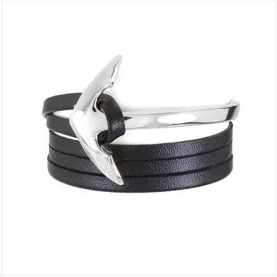 Tom hope New Arrival Fashion Jewelry PU Leather Bracelet Men Half Bend Anchor Bracelet