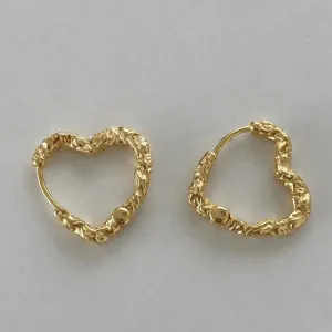 Trendy Jewelry Foil-Inspired Heart-Shaped Hoop Earrings