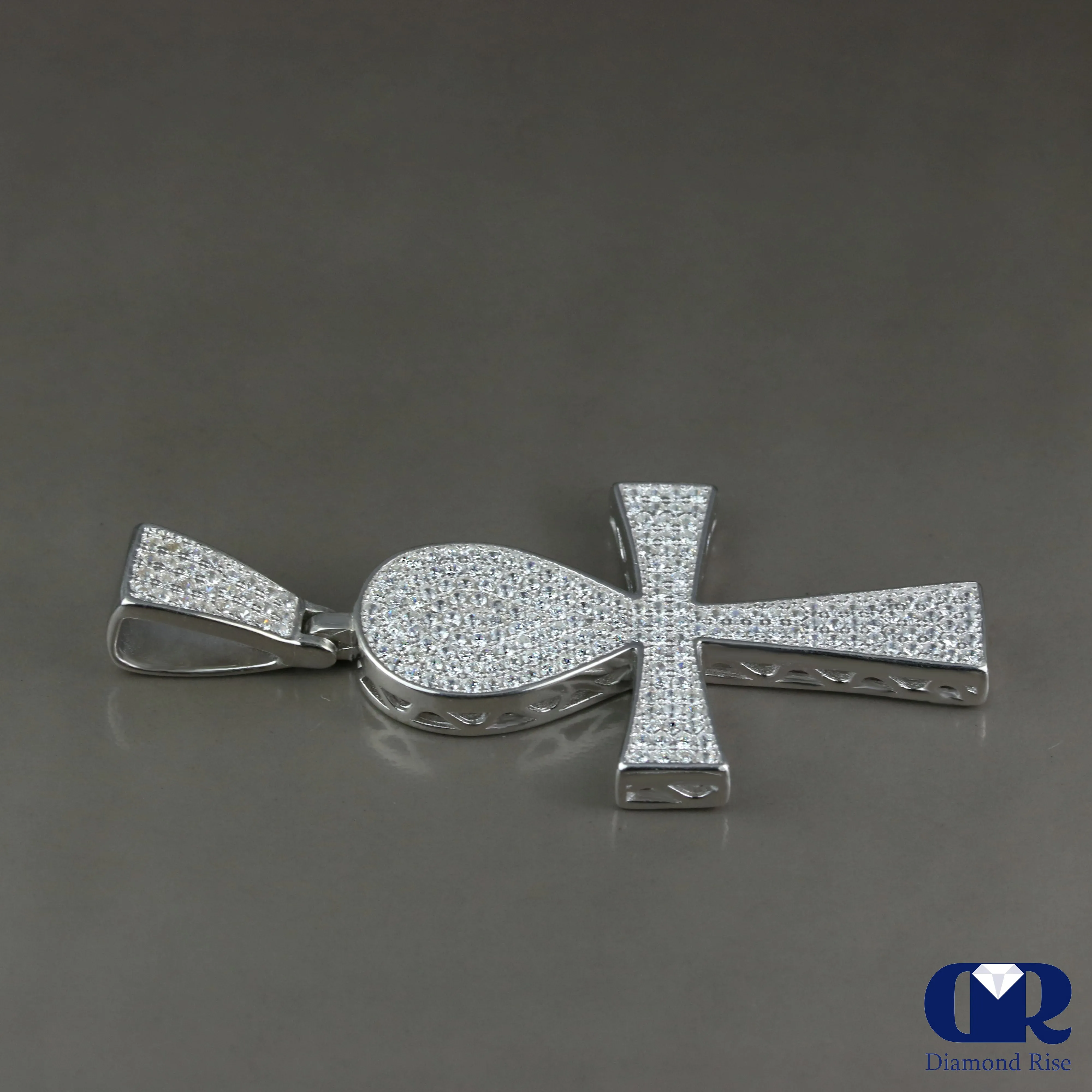 Unique Diamond Cross Pendant In 14K White Gold