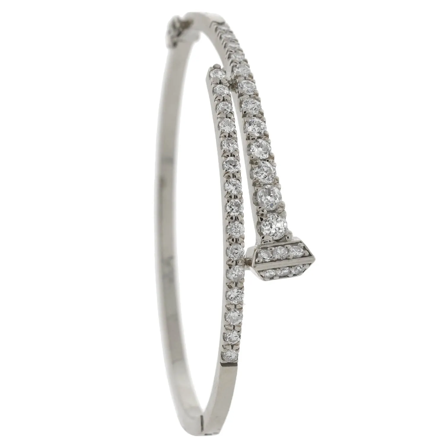 Victorian Style Platinum Diamond Nail Head Bangle Bracelet 2.25ctw