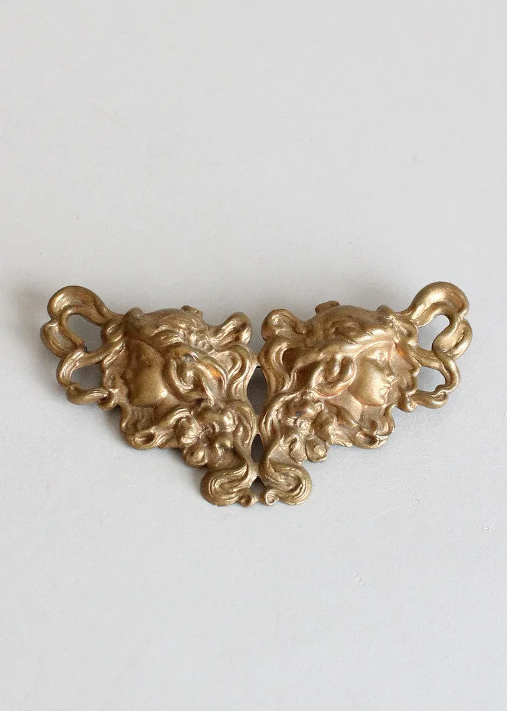 Vintage Art Nouveau Brass Brooch