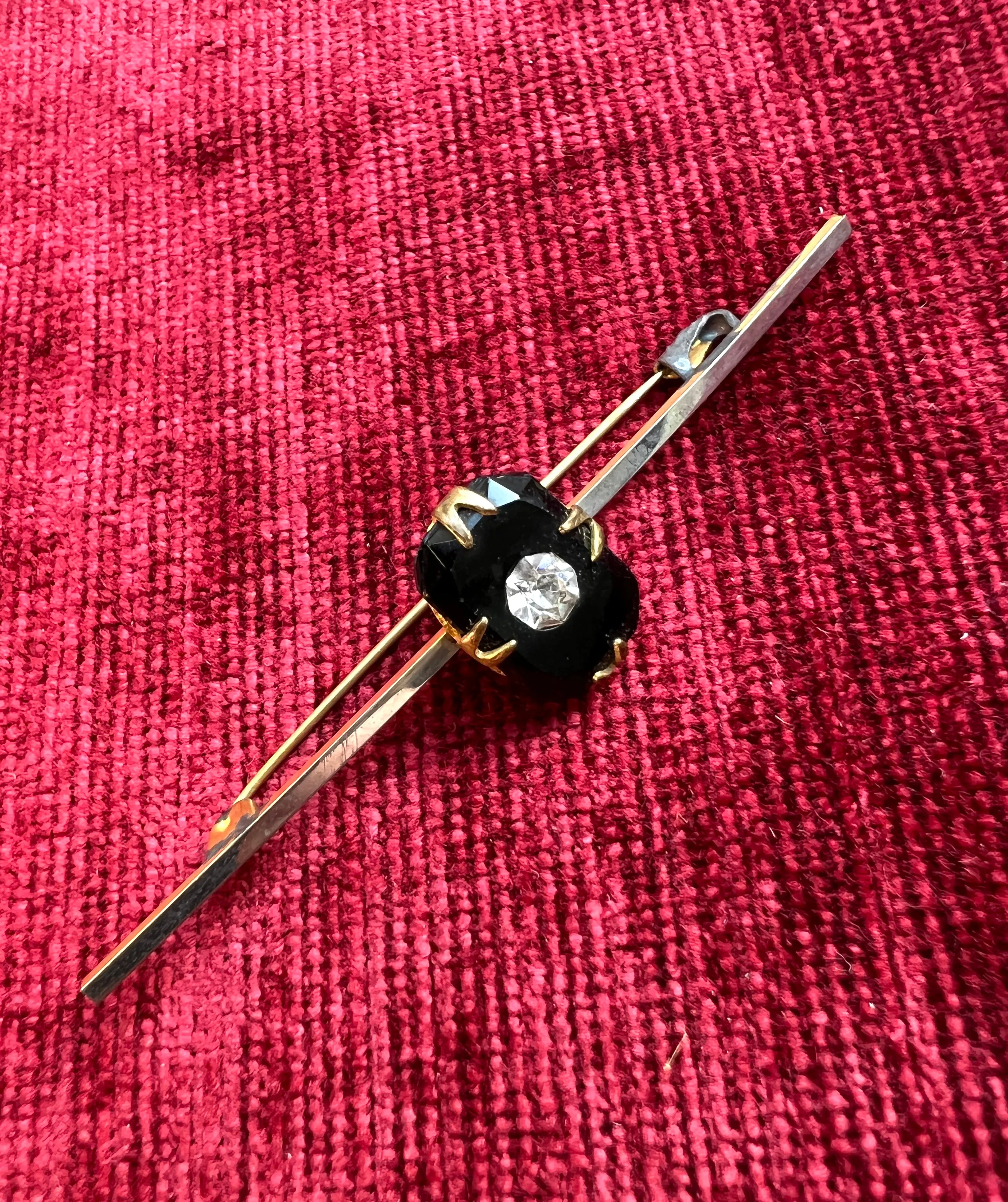 Vintage Bar Brooch - Black Glass in 3 Designs