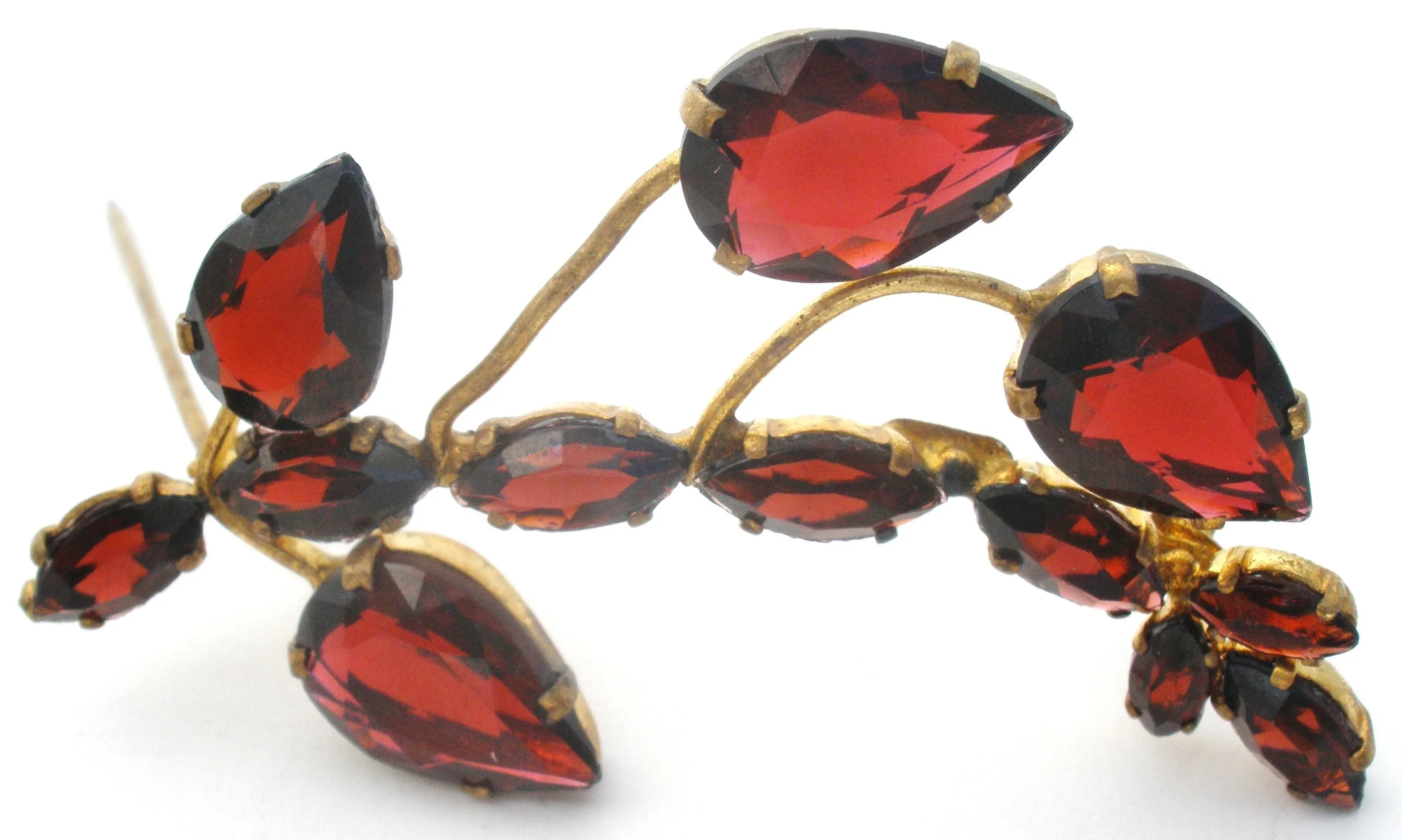 Vintage Garnet Rhinestone Brooch Pin Czech