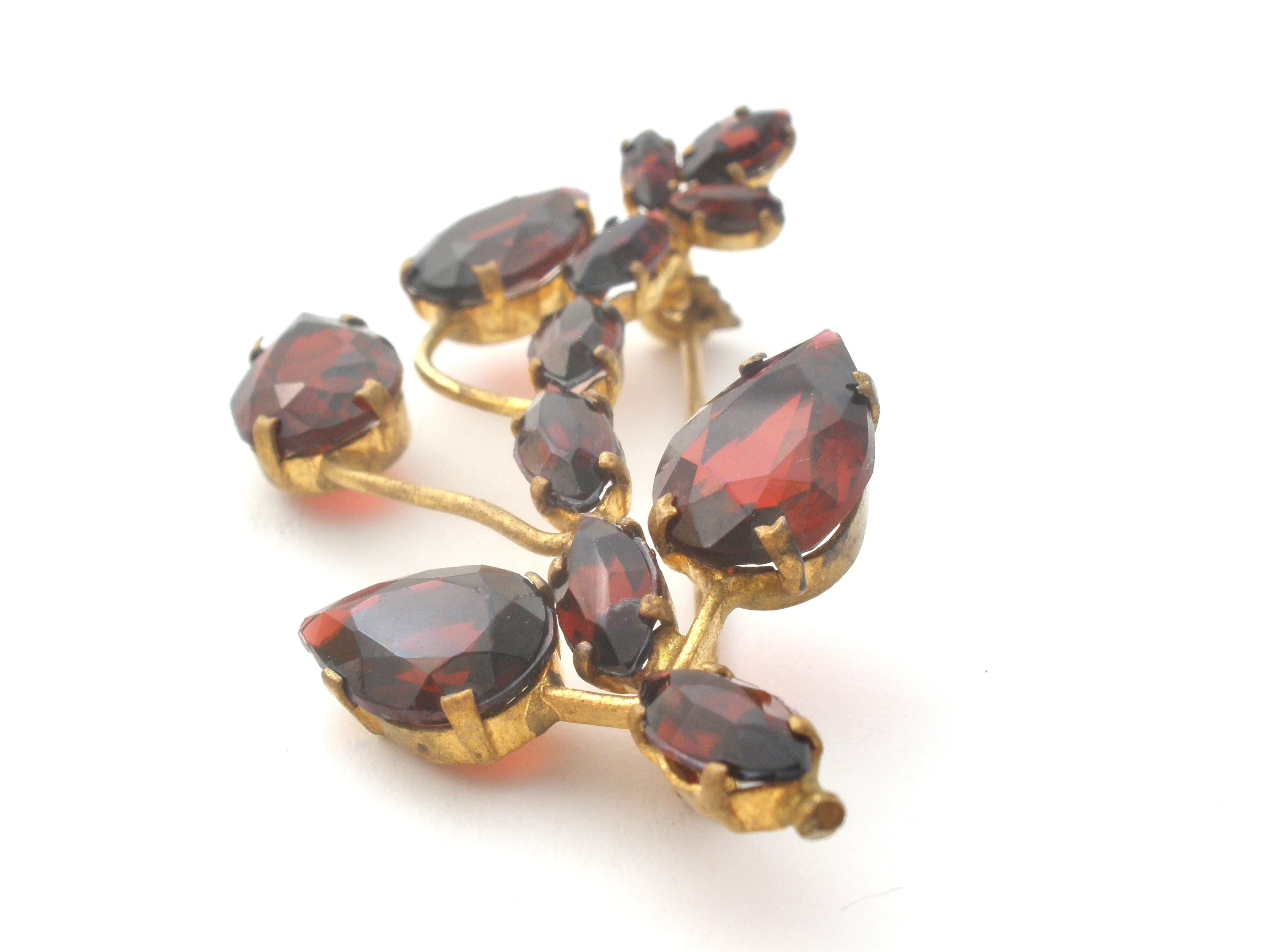 Vintage Garnet Rhinestone Brooch Pin Czech