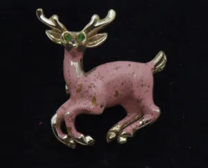 Vintage Gold Tone Reindeer Brooch