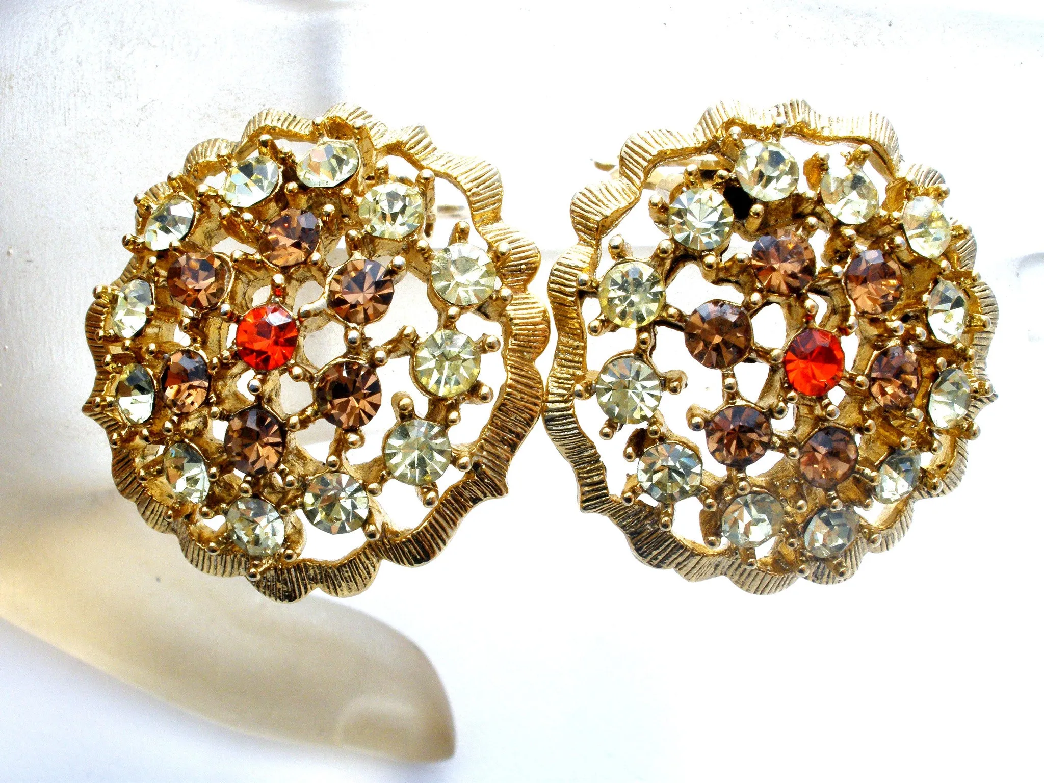 Vintage Rhinestone Brooch & Earrings Set