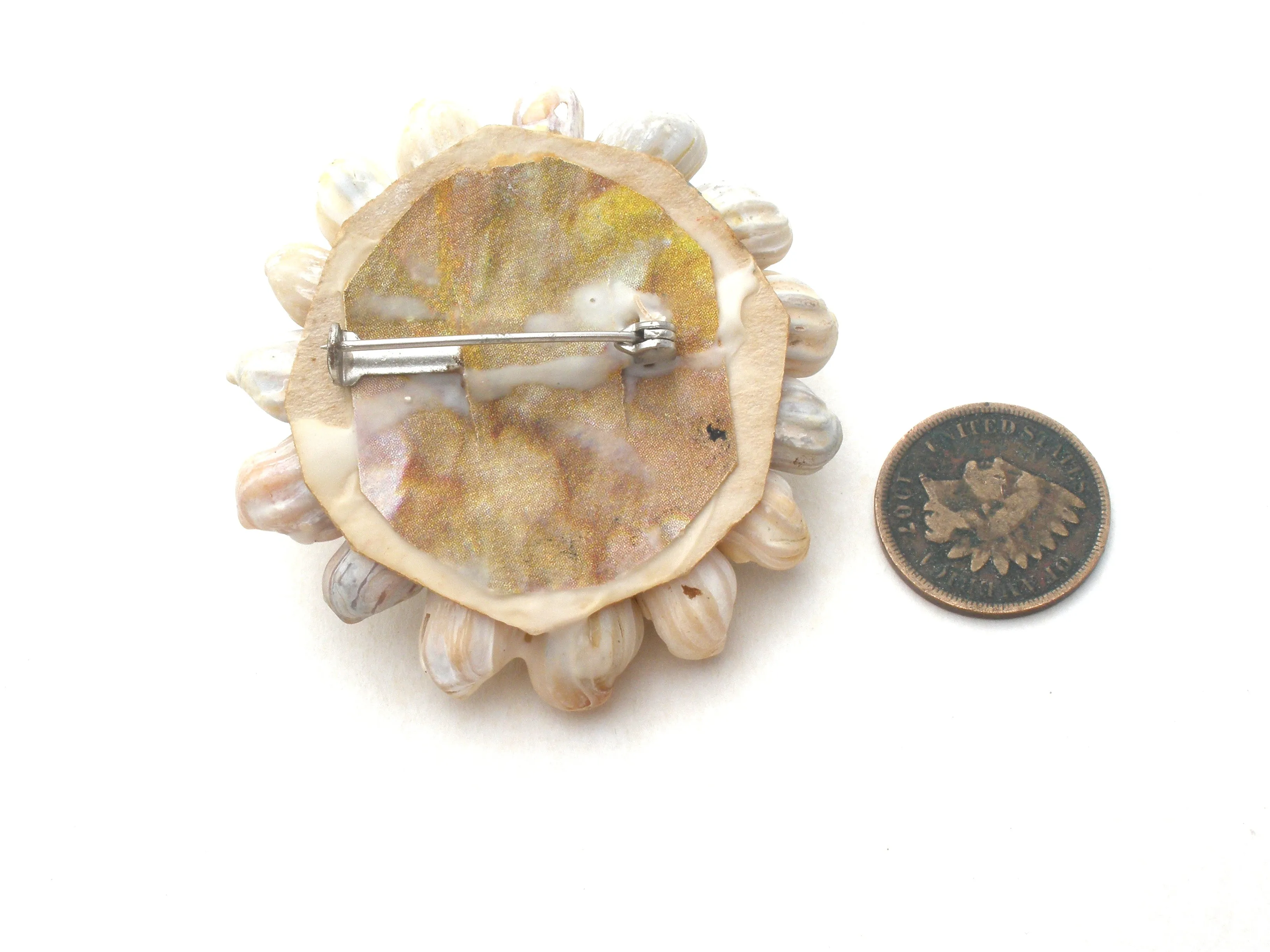 Vintage Seashell Brooch Pin Handmade