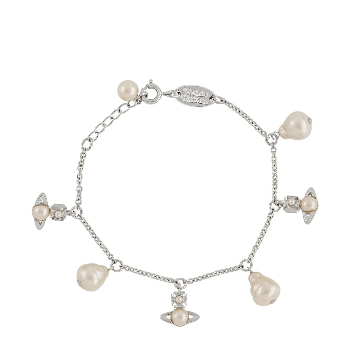 Vivienne Westwood Platinum/Creamrose Pearl Emiliana Bracelet