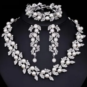 Wedding Pearl Jewelry Sets Gold or silver Plated