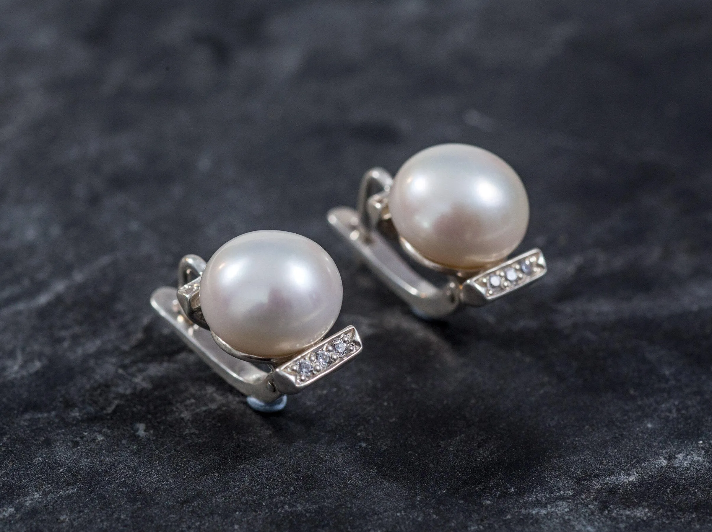 White Pearl Earrings - Pearl Vintage Earrings - Classy Pearl Earrings