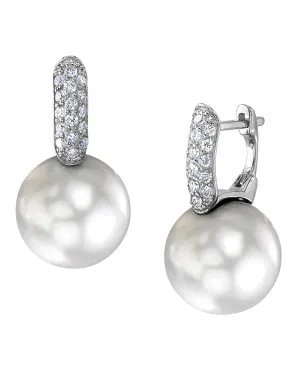 White South Sea Pearl & Diamond Calypso Earrings