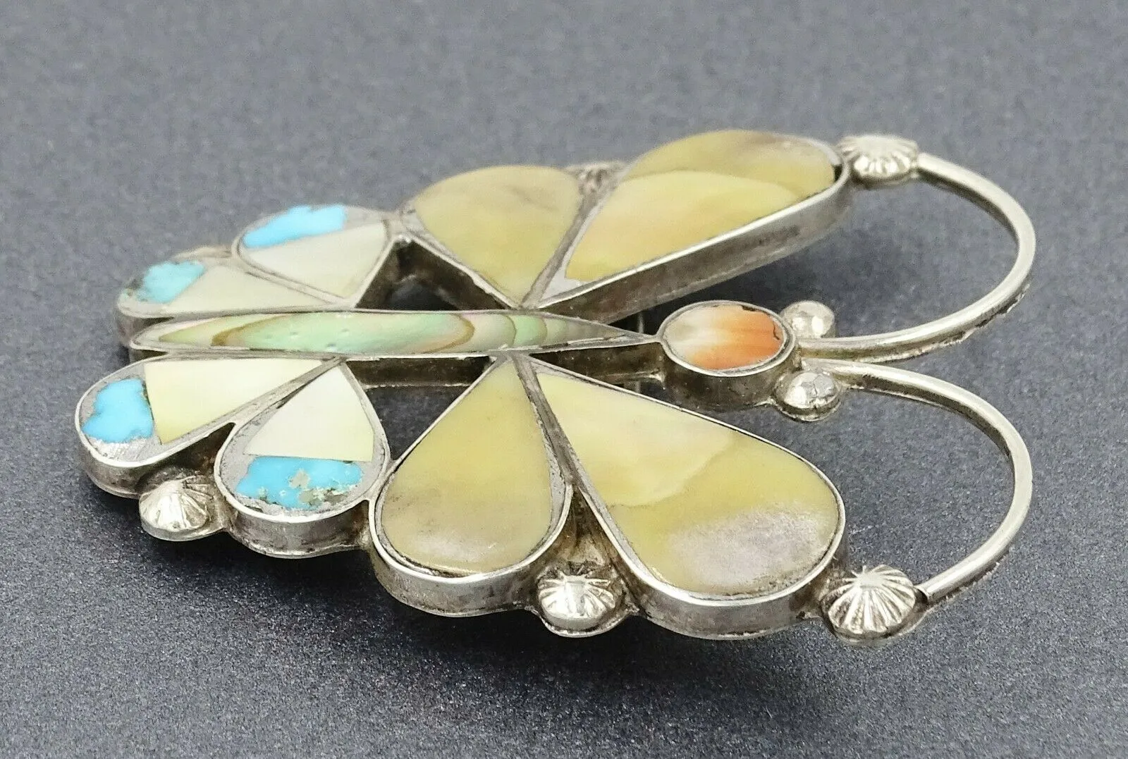 Womens Brooch Mother of Pearl Abalone Paua & Sterling Silver Butterfly Jewellery