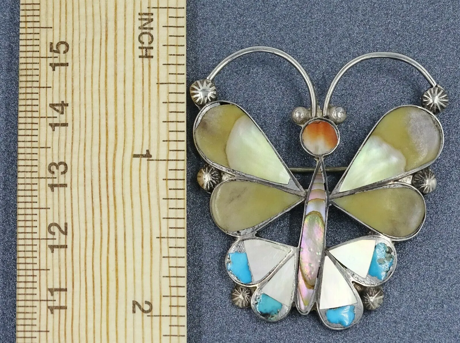 Womens Brooch Mother of Pearl Abalone Paua & Sterling Silver Butterfly Jewellery