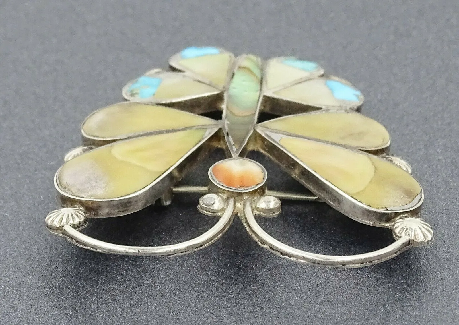 Womens Brooch Mother of Pearl Abalone Paua & Sterling Silver Butterfly Jewellery