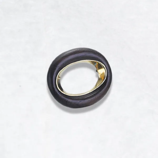 Wood & Gold Circle Pin