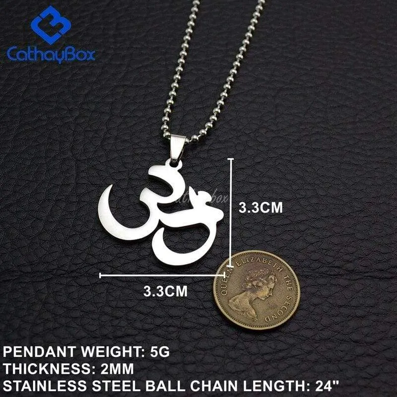 Yoga Aum OM Hinduism Pendant Necklace Gold Silver Tone Men Women Stainless Steel Jewelry Chain 60cm